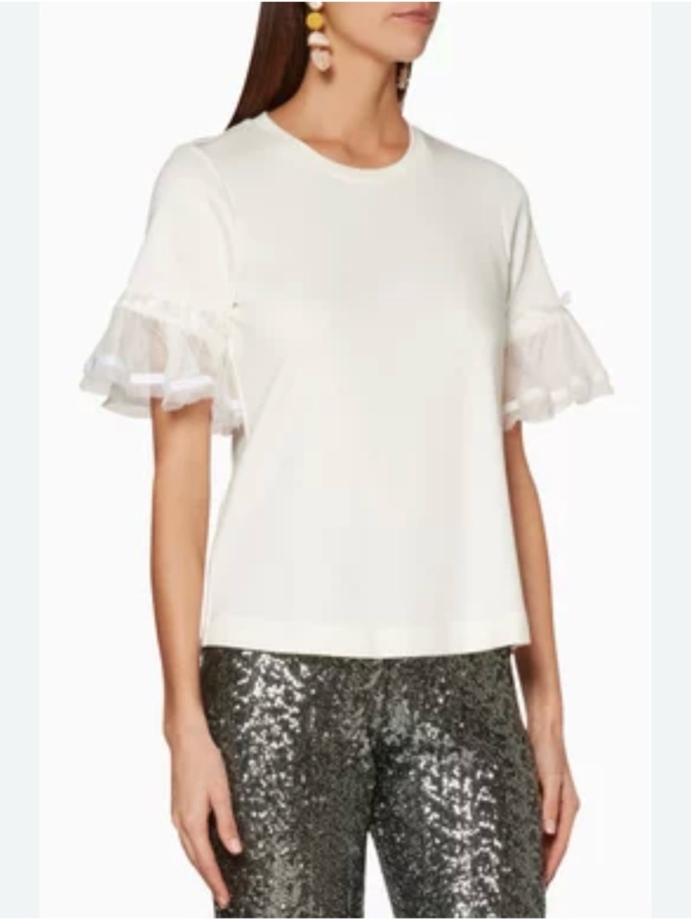 ALEXIS
White Ruffled-Sleeve Tera Top